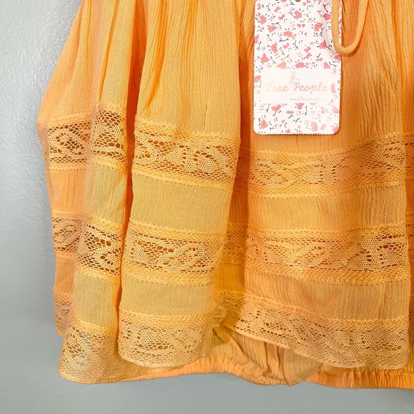 Free People Women's Orange Lace Spaghetti Home Again Cami Cropped Top Small NWT - Picture 8 of 9
